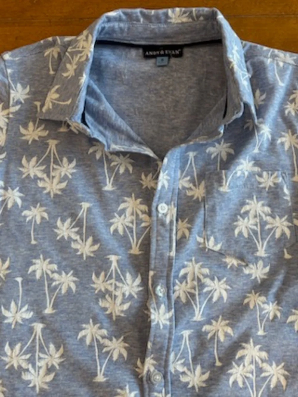 Andy & Evan Boys Light Blue Short Sleeve Button Down Polo w/ Palm Springs Sz 8